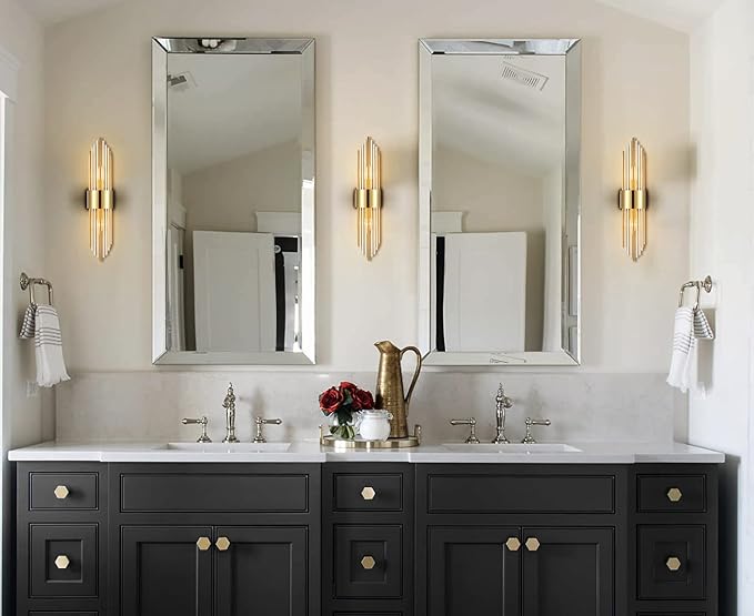 2-Light Modern Brushed Titanium Gold Wall Sconce - Image 5