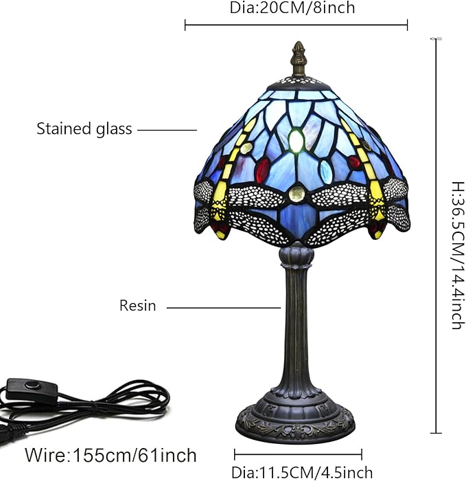 Tiffany Lamp Stained Glass lamp Small Bedside Table Lamps - Image 6