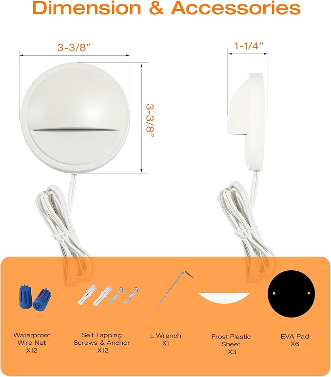 CLOUDY BAY 3CCT Low Voltage LED Deck Lights Outdoor, 2700K/3500K/5000K - Image 5