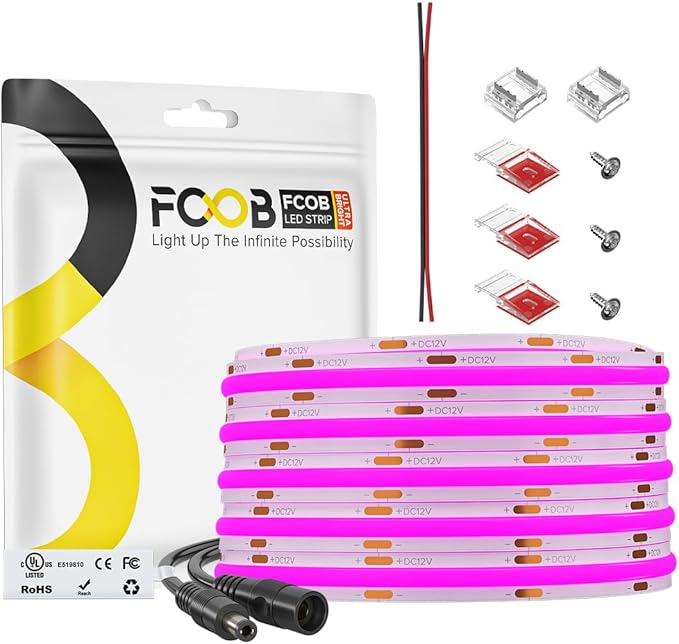 COB Purple LED Strip Light DC12V Flexible High Density Uniform Bright 480LEDs/m by FCOB