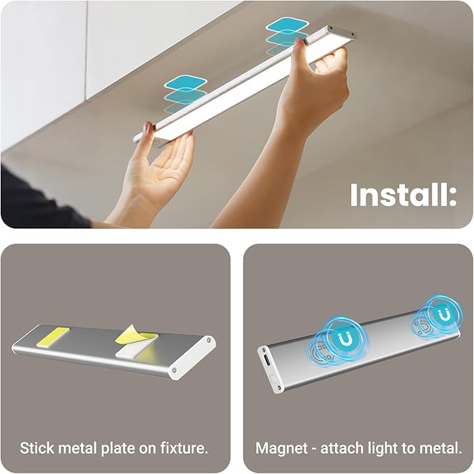 Under Cabinet Lights 2 Pack, Dimmable LED Rechargeable 1500mAh, Motion Sensor - Image 7
