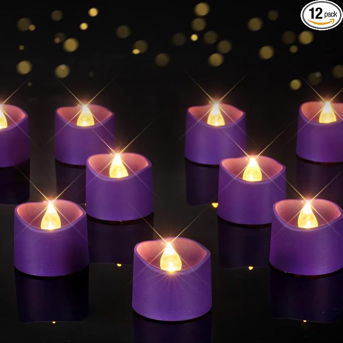 Homemory Purple Tea Lights Candles Battery Operated, 200+Hour Flameless by Homemory