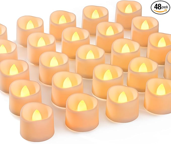 Homemory 48-Pack Novelty Flickering Flameless Tea Lights Candles, 200+Hours by Homemory