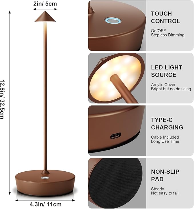 2Pack Rechargeable Cordless Table Lamp, Portable Powered LED Battery 6000mAh - Image 6