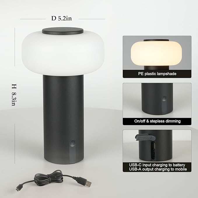 Shower Lamp Waterproof, Outdoor Cordless Table Lamp Rechargeable, Portable - Image 6