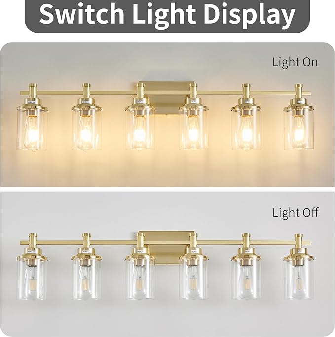 Brushed Brass Vanity Light, 6-Light Fixtures - Image 3