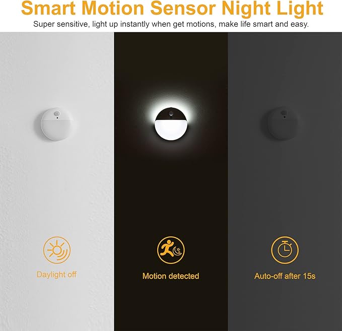 6 Pack Battery Night Light, Toilet Lights, 2.6" Small Motion Senor Light - Image 3