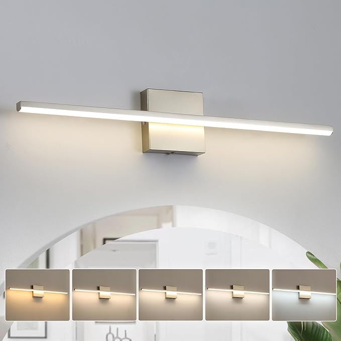 Modern Bathroom Vanity Light 24 Inch, 18W Brushed Nickel Bathroom Light Fixture by fengkiop