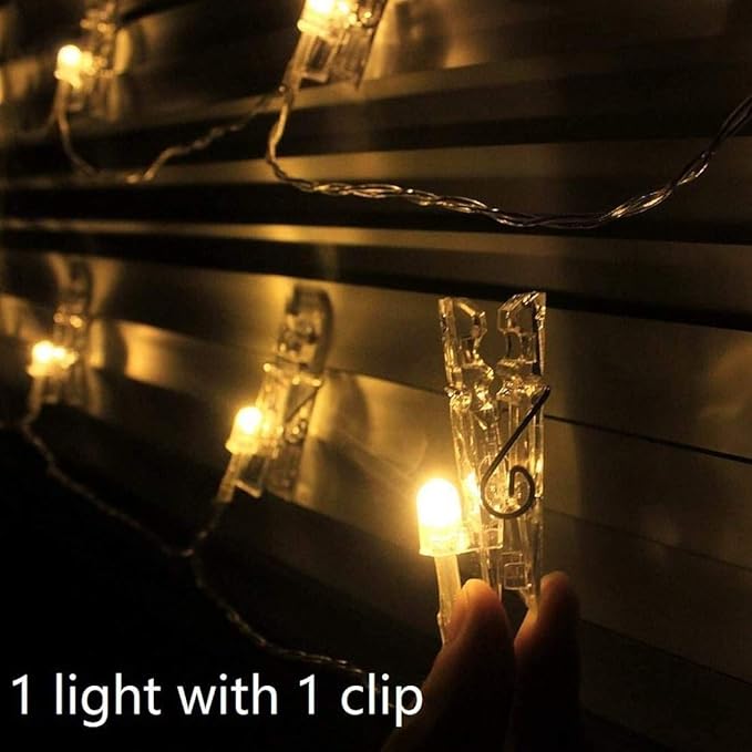 Dopheuor LED Photo Clip Copper String Lights Starry Fairy Warm White Lights - Image 5