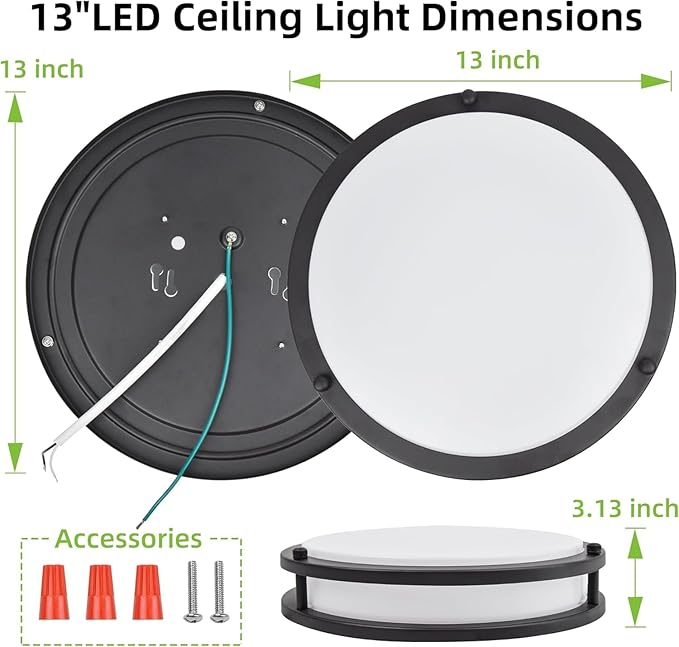 13 inch Flush Mount LED Ceiling Light Fixture, 2700K/3000K/3500K/4000K/5000K - Image 4