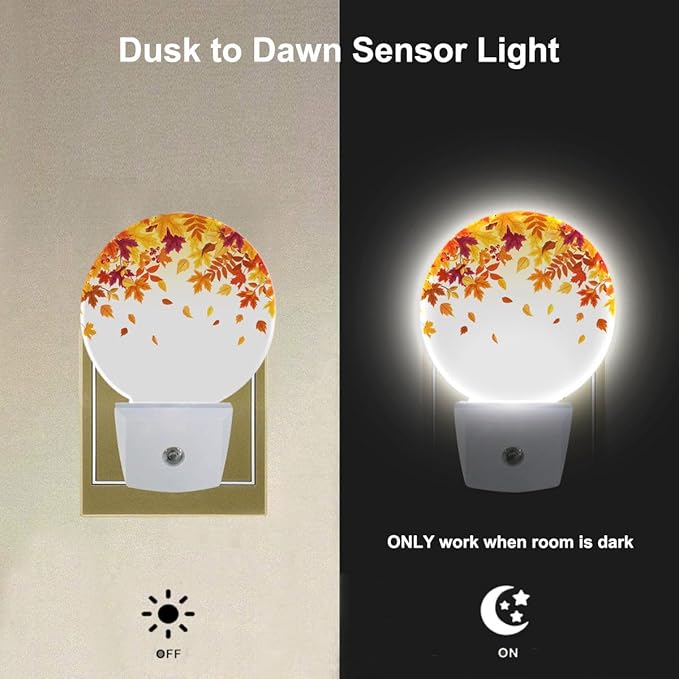 EKOBLA Autumn Falling Maple Leaf LED Night Light Dusk to Dawn Auto Sensor - Image 2