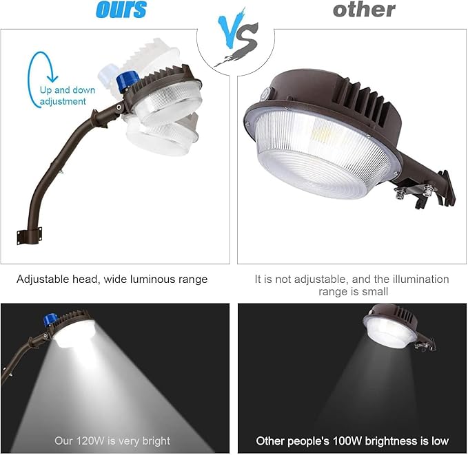 Juyace 18000lm LED Barn Light Dusk to Dawn Outdoor Lighting 120W 5000K Daylight - Image 4