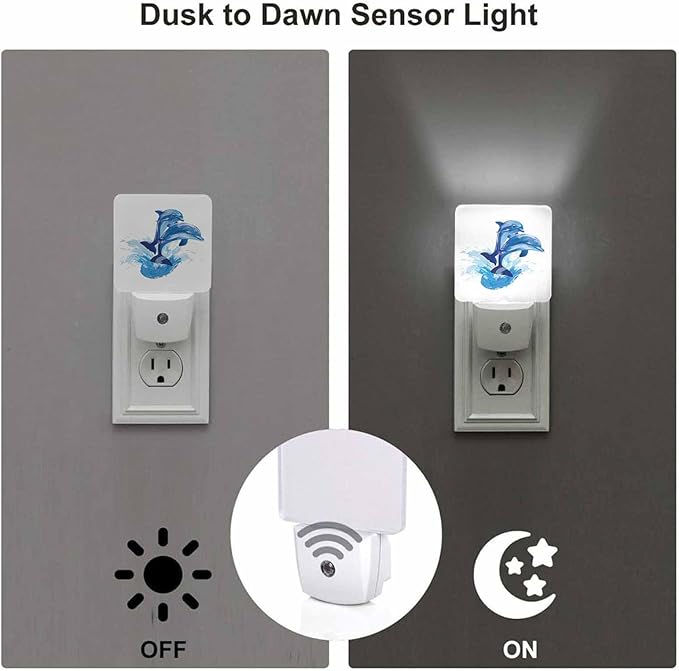 LED Night Light, Dolphins Jumping Out of Sea LED Night Light Plug into Wall - Image 3