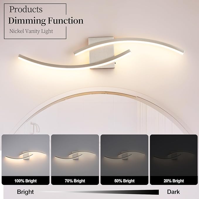 31.5 inch Modern Bathroom Vanity Light Brushed Nickel Lights Fixtures Dimmable - Image 3