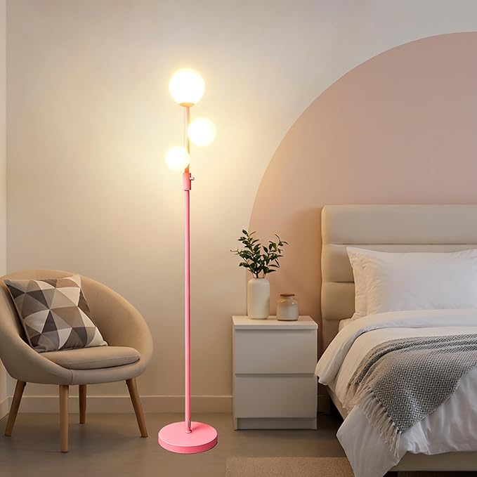 Fiqevs Modern Pink Globe Floor Lamp by Fiqevs