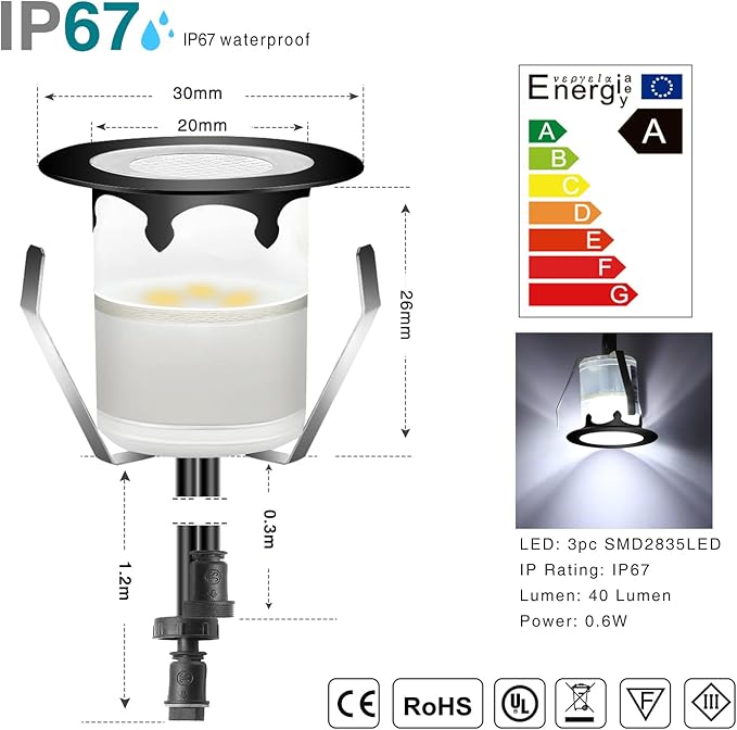 Low Voltage LED Deck Light Kit Stainless Steel Waterproof Recessed Wood Decking - Image 2