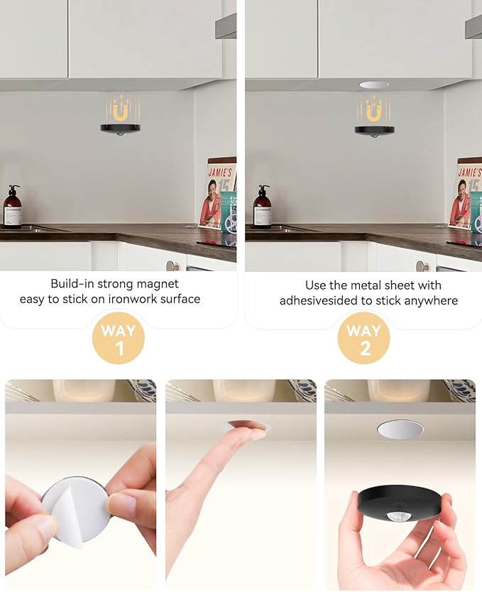 Rechargeable Puck Lights, 1500mAh Battery, Dimmer & Timer, Wireless Stick-On - Image 6
