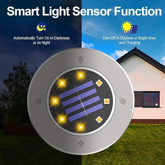 ZGWJ 8 Pack Solar Ground Lights, 8 LED Solar Garden Lights Outdoor Waterproof - Image 3