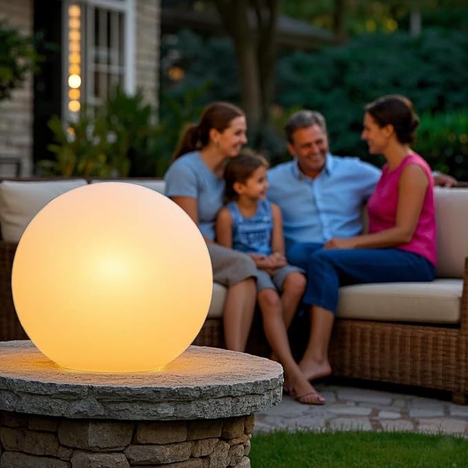 Mr.Go 14-inch LED Ball Light, Cordless Rechargeable Globe Lamp w/Remote - Image 2