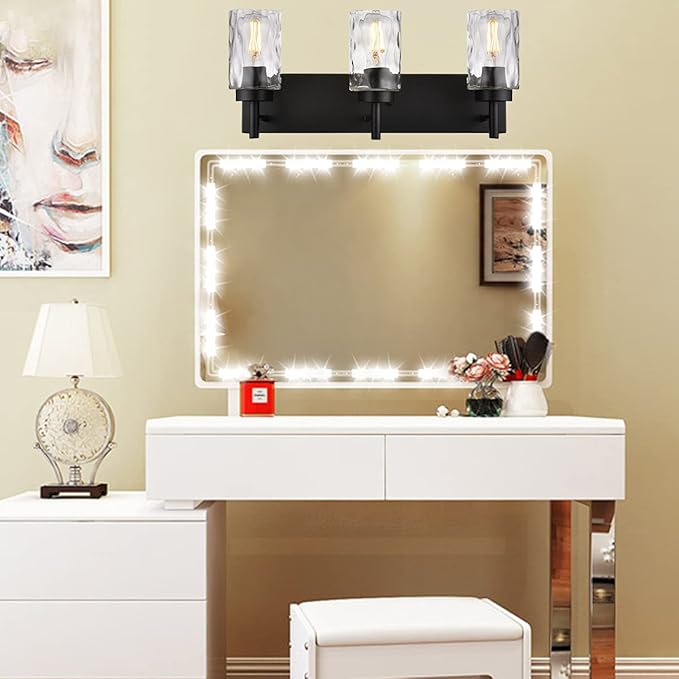 BONLICHT Vanity Light Fixtures 3 Light Modern Wall Sconces Lighting Black - Image 6