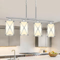 4-Light Kitchen Island Lighting, Linear Brushed Nickel Dining Room Light by Osimir