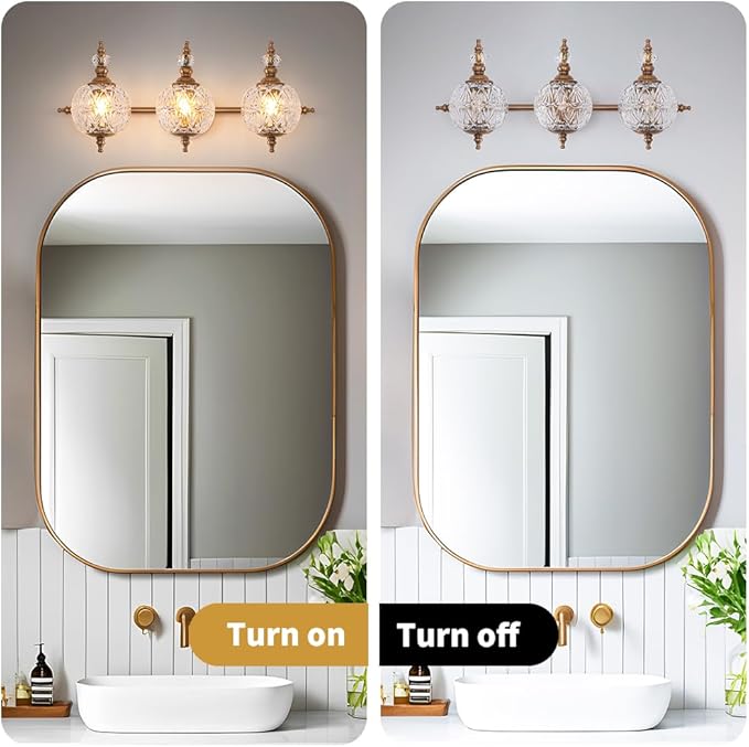 Brushed Gold Bathroom Vanity Light Fixture Vintage Style - Image 7