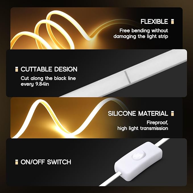 LED Neon Lights Daylight White 6000K, 164ft 110-120V LED Strip Lights, Flexible - Image 6