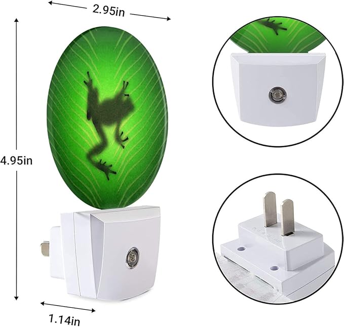 EKOBLA Tree Frog LED Night Light Leaf Vein Plug-in Nightlights Home Auto Sensor - Image 7
