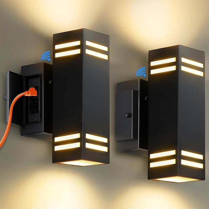 SHIMR Outdoor Light with Outlet, Modern Dusk to Dawn Outdoor Lighting, Aluminum by SHIMR