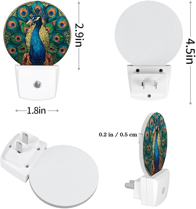 Round Night Lights Beautiful Animal Pecock LED Nightlight Plug in Dust to Dawn - Image 4