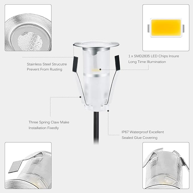 LED Deck Lights 0.7" Tiny Deck Driveway Light Dock Path Step Road Light Outdoor - Image 6