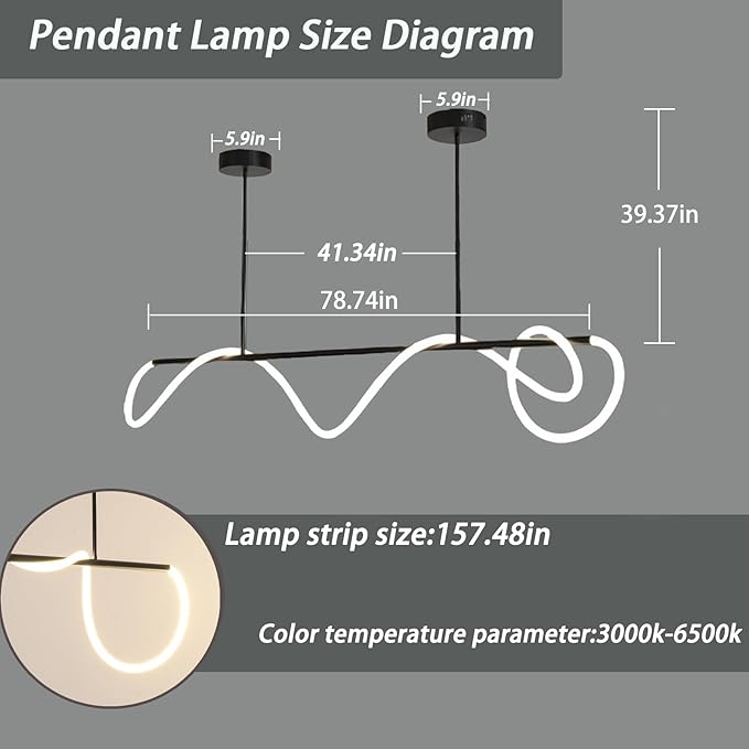 Modern Pendant Lights, Pendant Lights Kitchen Island, Remote Control Dimmable - Image 6