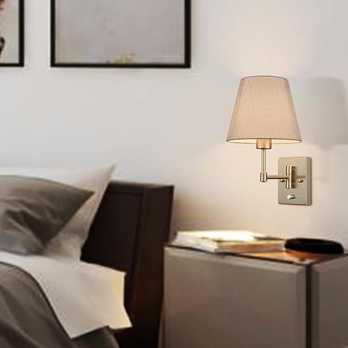 SAMTEEN Swing Arm Wall Sconces Set of Two Plug in Wall Lamp - Image 2