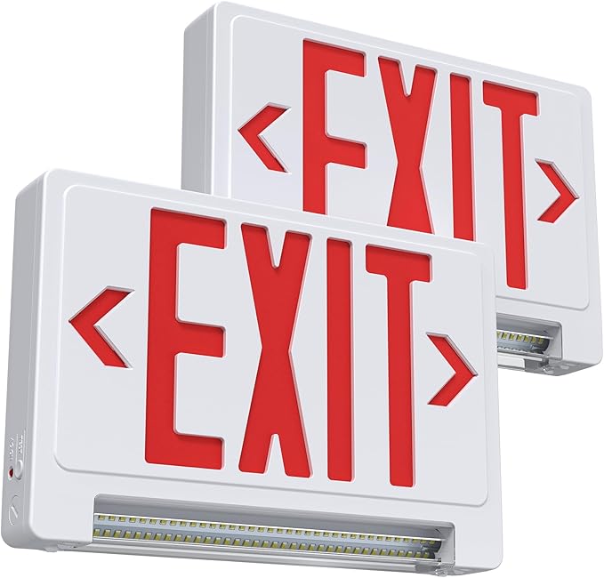 Exit Sign with Adjustable LED Pipe, Exit Signs with Emergency Lights Bar Combo by SASELUX