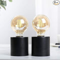 JHY DESIGN Set of 2 Black Table Lamp Battery Powered 7" Tall Cordless Lamp Light by JHYDESIGN