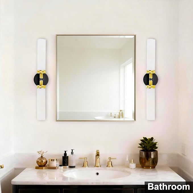 LaLuLa Black and Gold Vanity Light Fixtures – Modern Hardwired Wall Sconces - Image 2