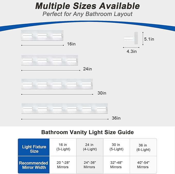 IZORRO LED Modern Bathroom Lights Fixtures, Matte White Acrylic Wall Lighting - Image 3
