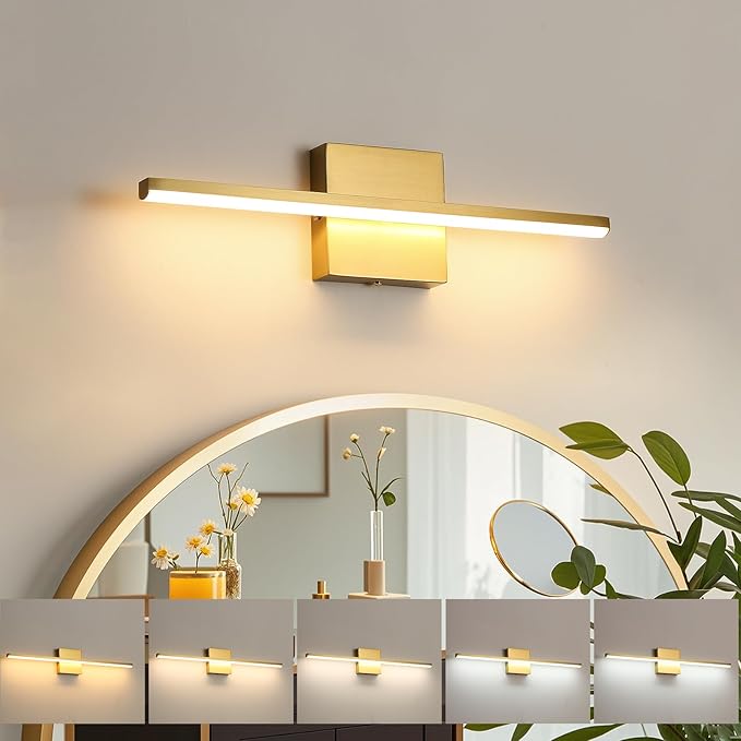 Brushed Gold Vanity Light 16 Inch Modern Bathroom Light Fixtures 14W Wall by fengkiop