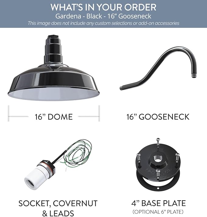Steel Lighting Co. Gardena Barn Light | Outdoor Wall Mounted | 16" Dome | 16" - Image 6
