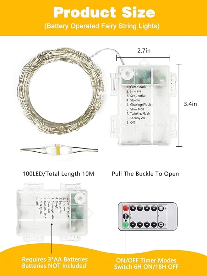 4 Pack Christmas Fairy Lights Battery Operated - Image 6