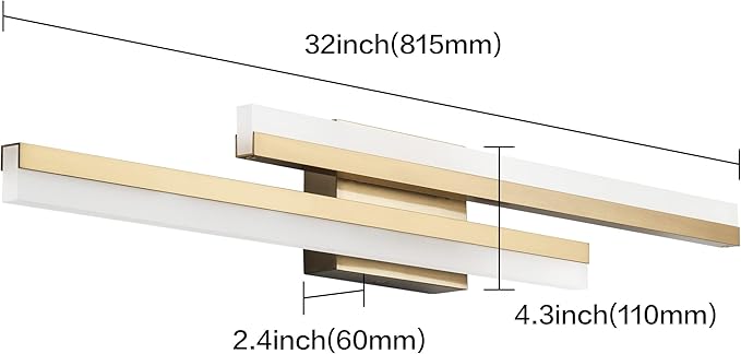PRESDE 32" LED Vanity Light Bar, Modern Brushed Gold Bathroom Light Fixtures - Image 4