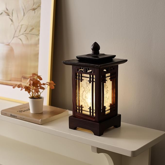 Antique Alive Traditional Korean Wood Lamp | Handmade Asian Oriental Table by AntiqueAlive