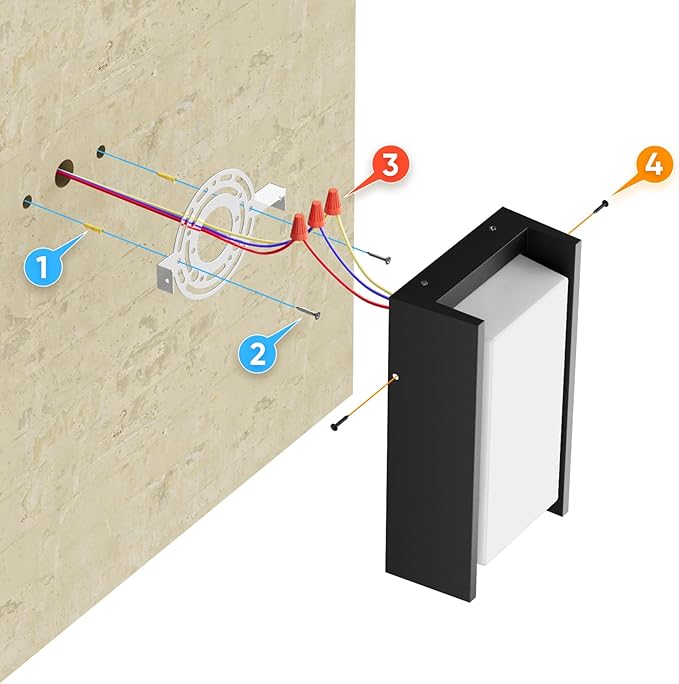 2 Pack Modern Outdoor Wall Light 3000K Exterior Wall Sconce IP65 Waterproof - Image 4