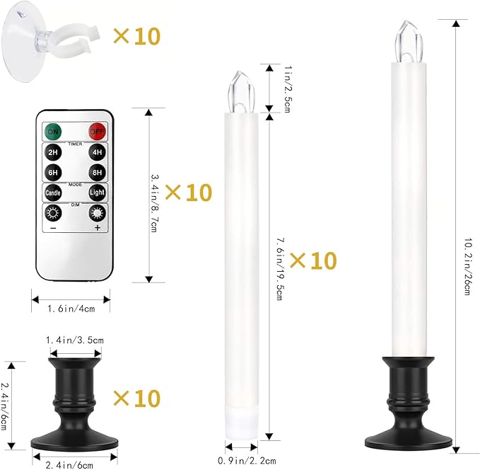 YAUNGEL Window Candles Battery Operated, 10 Packs LED Christmas Flameless - Image 6