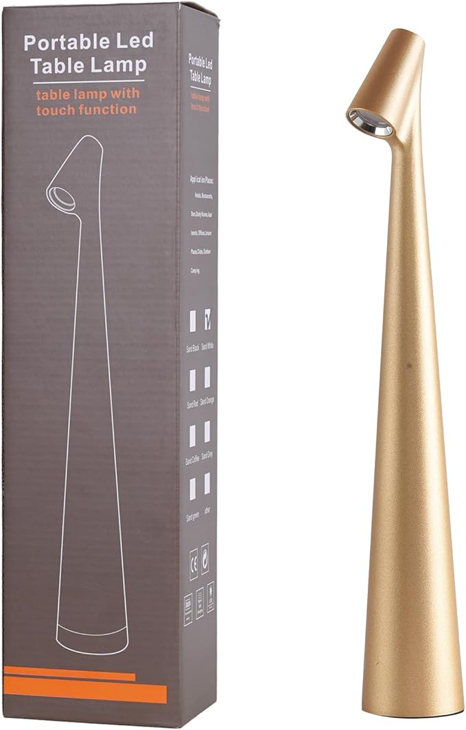 Cordless Small Table Lamps, 3 Levels Brightness Portable Desk Lamp, by Hebangya