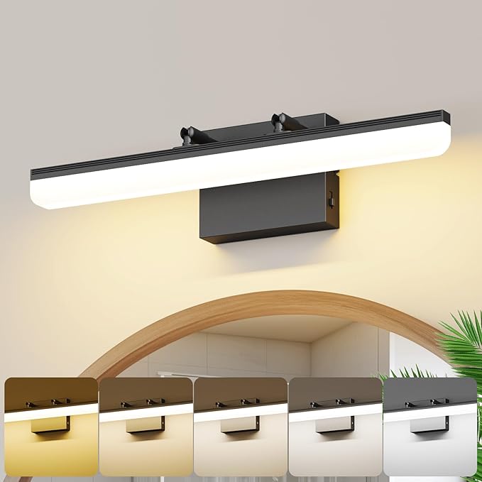 15.7" Black LED Bathroom Vanity Light 5CCT–Dimmable Wall Mount Fixture - Image 2