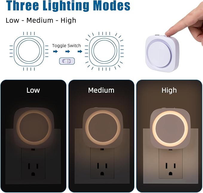 Warm Night Lights Plug into Wall, 4 Packs Dimmable Night Light - Image 2