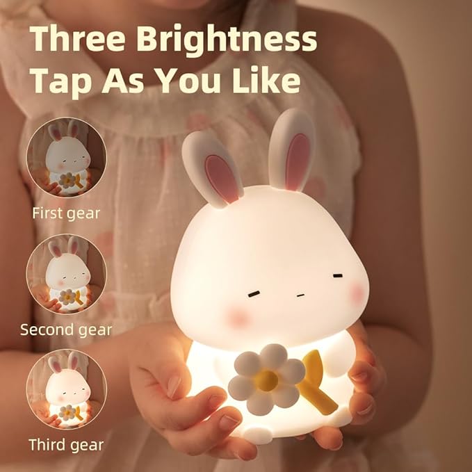 Bunny Night Light for Kids, Cute Rabbit Soft Silicone Lamp, Baby Nursery - Image 2