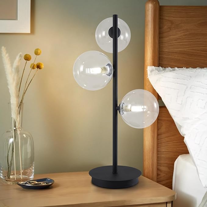 3-Light Black Table Lamp, Mid Century Nightstand Lamp - Image 5