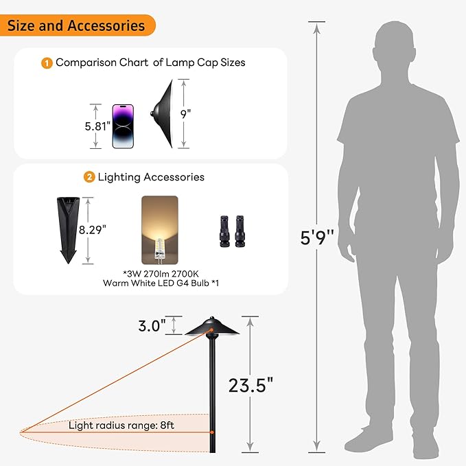 Gardenreet Brass Low Voltage Landscape Lighting - 12V LED Path Light IP65 - Image 6